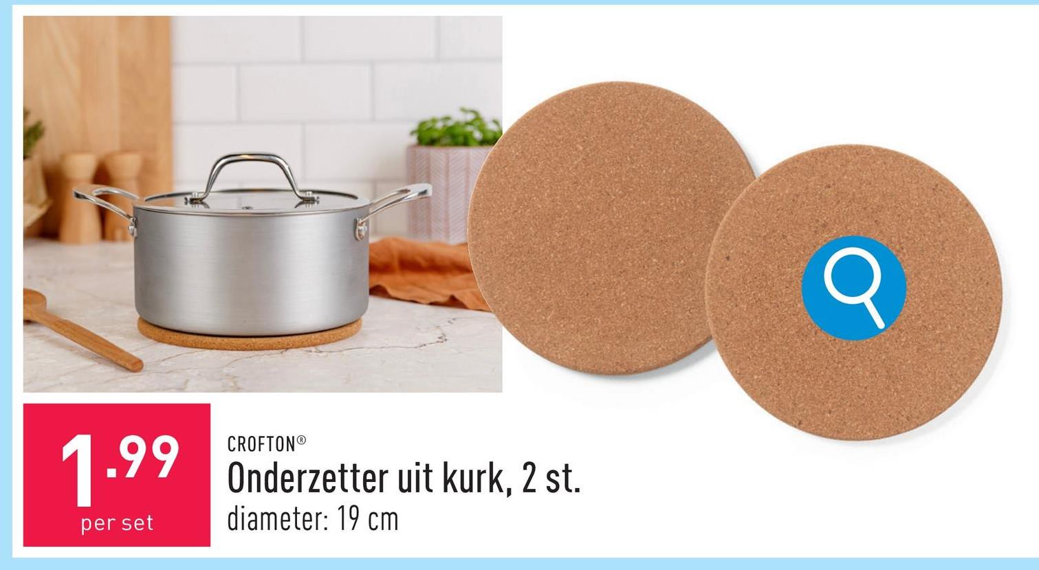 Onderzetter uit kurk, 2 st. diameter: 19 cm