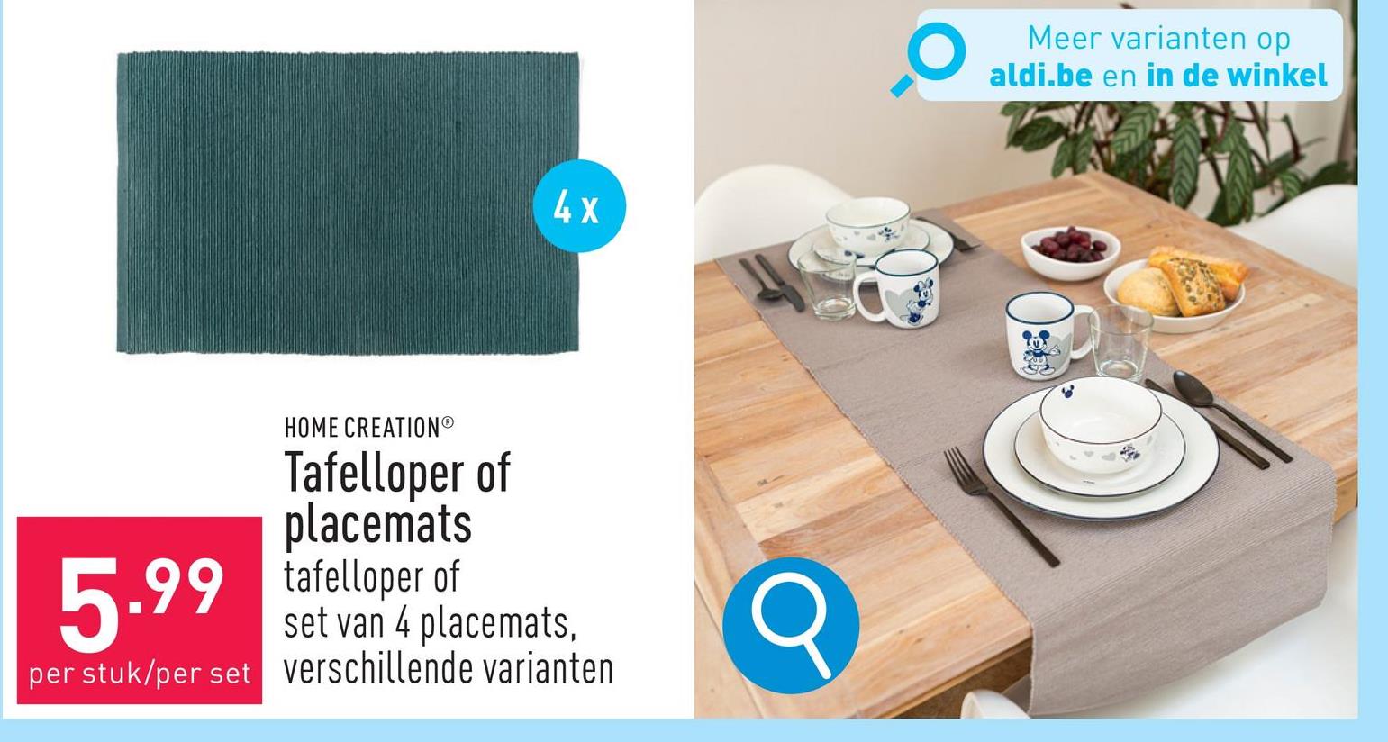 Tafelloper of placemats tafelloper (40 x 140 cm) of set van 4 placemats (35 x 50 cm), keuze uit verschillende varianten, OEKO-TEX®-gecertificeerd