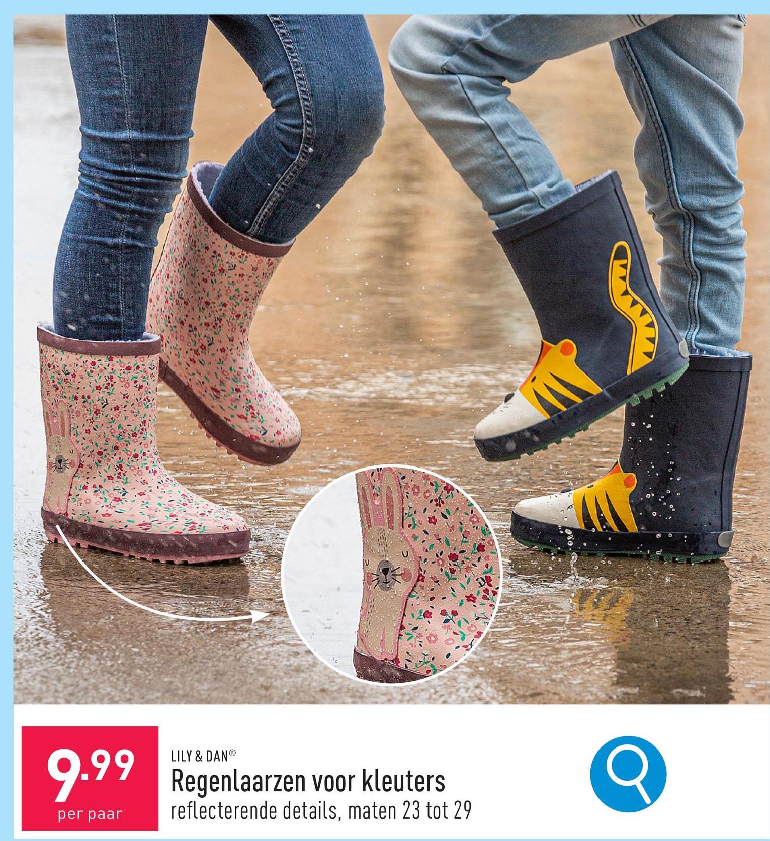 Regenlaarzen voor kleuters bovenmateriaal en buitenzool: rubber, binnenkant: textiel, uitneembare binnenzool, waterafstotend, maten 23 tot 29