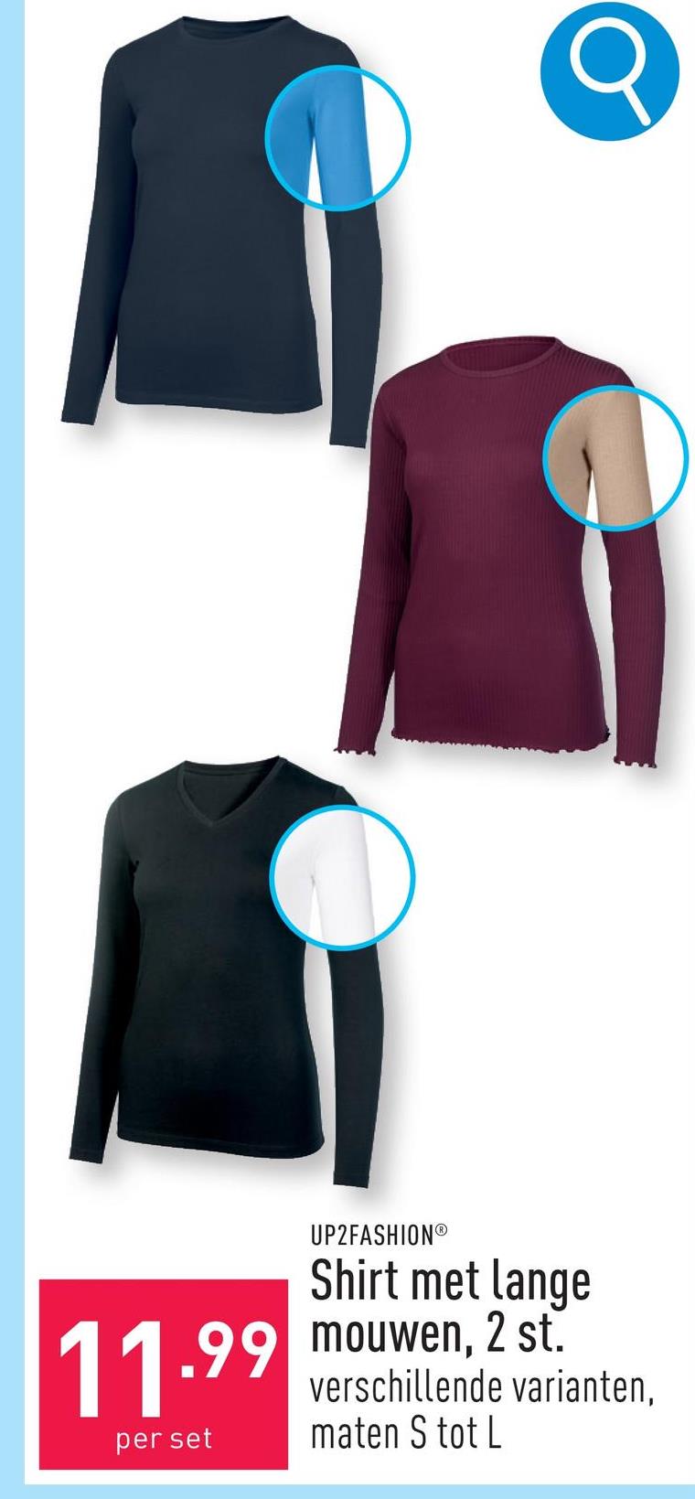 Shirt met lange mouwen, 2 st. katoen/elastaan (Lycra®)/viscose, slim fit, keuze uit verschillende variaten, keuze uit maten S tot L, OEKO-TEX®-gecertificeerd