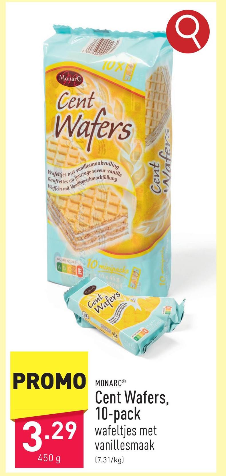 Cent Wafers, 10-pack wafeltjes met vanillesmaak, apart verpakt