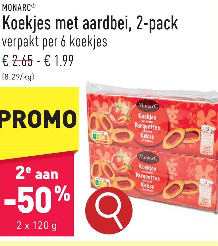 Koekjes met aardbei, 2-pack verpakt per 6 koekjes