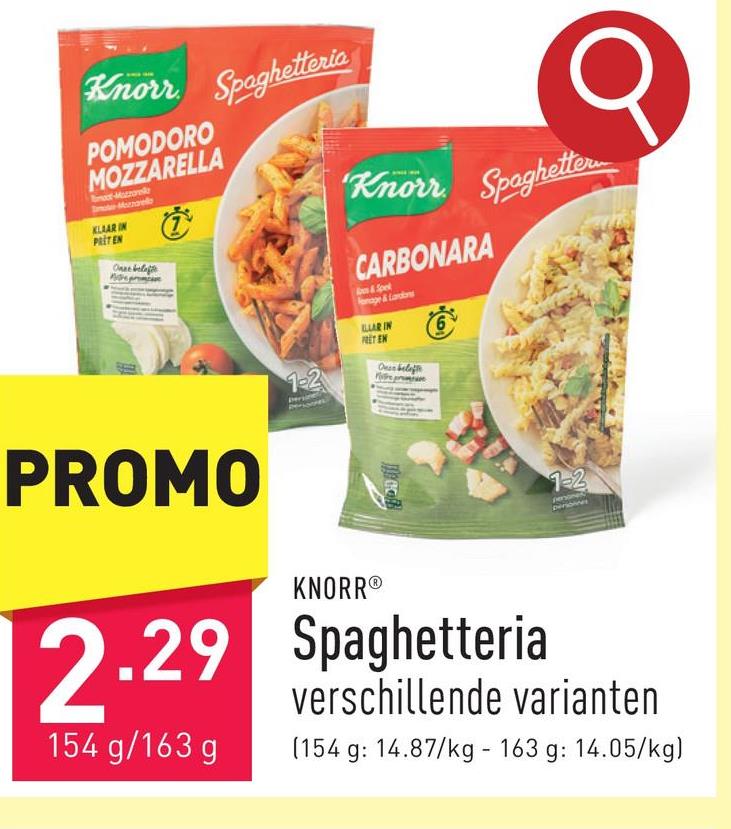 Spaghetteria keuze tussen verschillende varianten