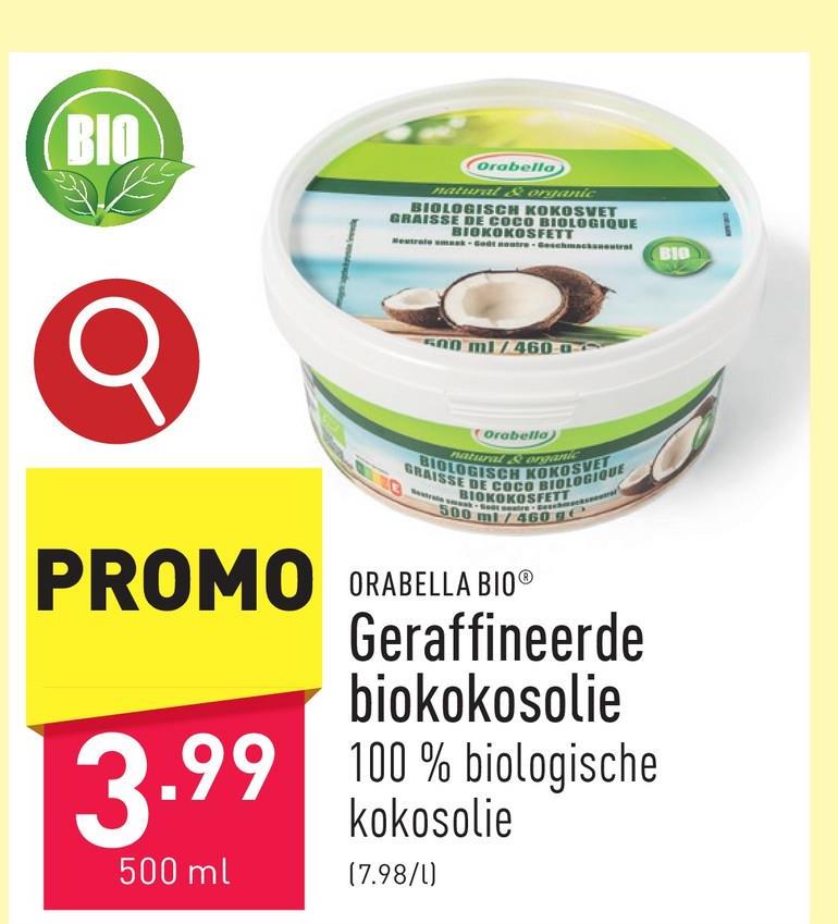 Geraffineerde biokokosolie 100 % biologische kokosolie