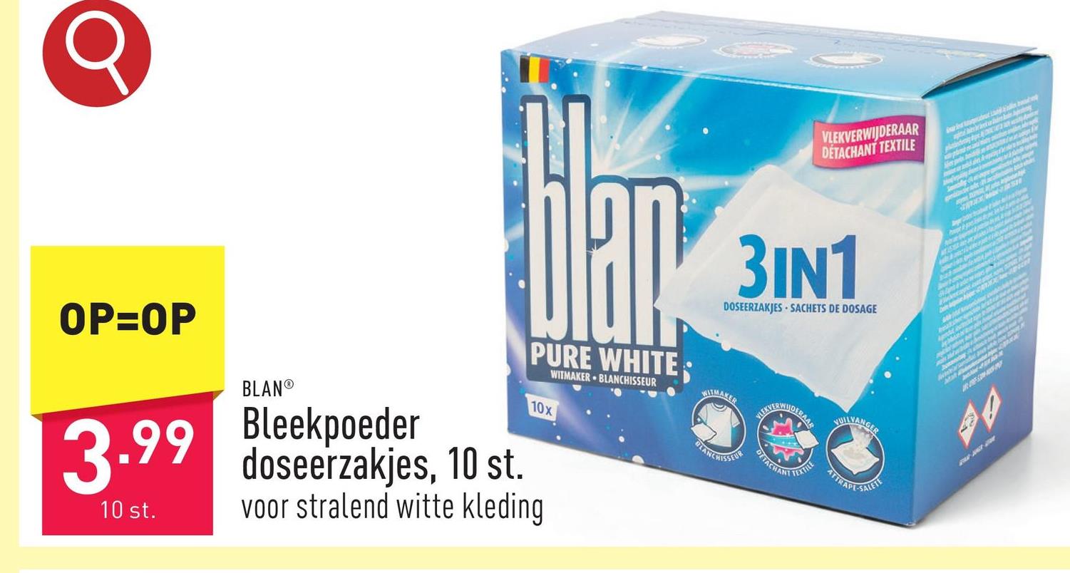 Bleekpoeder doseerzakjes 3-in-1, 10st. voor stralend witte kleding