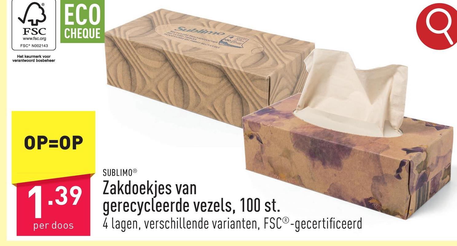 Zakdoekjes van gerecycleerde vezels, 100 st. 4 lagen, keuze uit verschillende varianten, FSC®-gecertificeerd