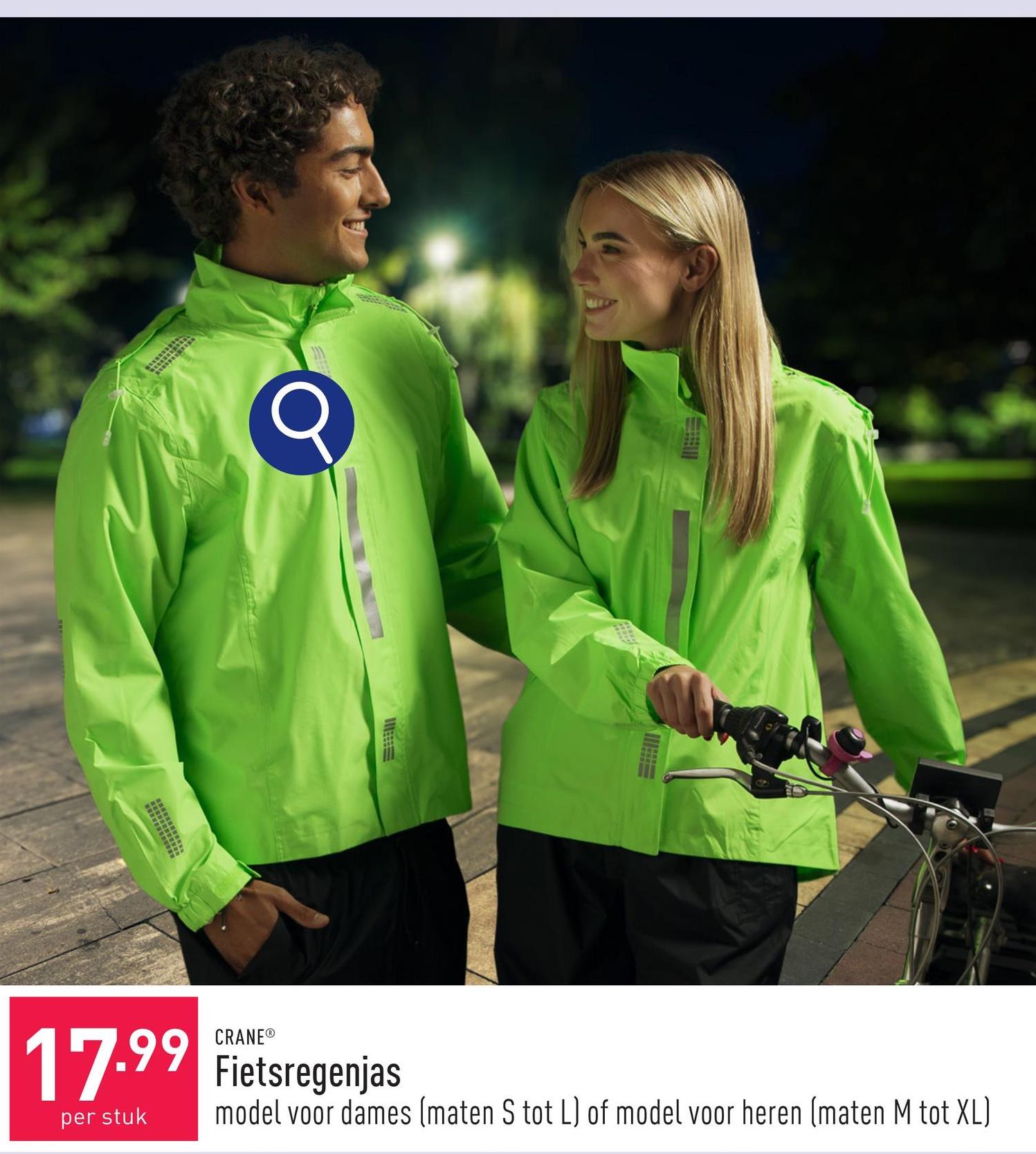 Fietsregenjas polyester, classic fit, reflecterende details, ademend, met kap, windbestendig en waterafstotend, keuze uit model voor dames (maten S tot L) en model voor heren (maten M tot XL), OEKO-TEX®-gecertificeerd