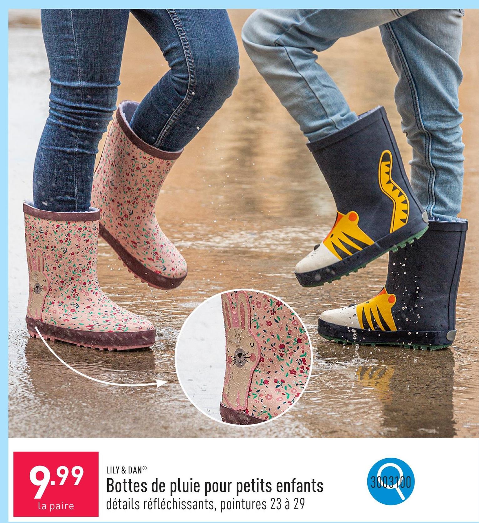 Bottes de pluie pour petits enfants dessus et semelle d’usure : caoutchouc, intérieur : textile, semelle intérieure amovible, imperméables, pointures 23 à 29