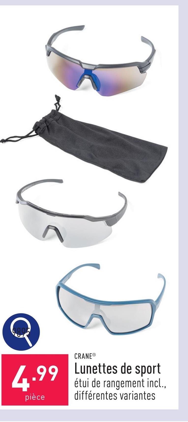 Lunettes de sport étui de rangement en microfibre incl., choix entre différentes variantes, certifiées CE