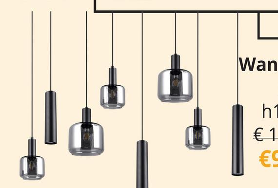 Hanglamp MATARO 8Del. Zwart De acht-lichts MATARO pendelarmatuur maakt indruk met haar moderne en elegante design. Het combineert drie slanke metalen armaturen met vijf glazen elementen, die samen zorgen voor een bijzondere lichtverdeling. De harmonieuze combinatie van de materialen maakt de hanglamp ook tot een stijlvolle blikvanger boven elke eettafel. Het metaal is matzwart, terwijl de glazen elementen zijn verchroomd, waardoor de armatuur een subtiele glans en een licht spiegeleffect krijgt.