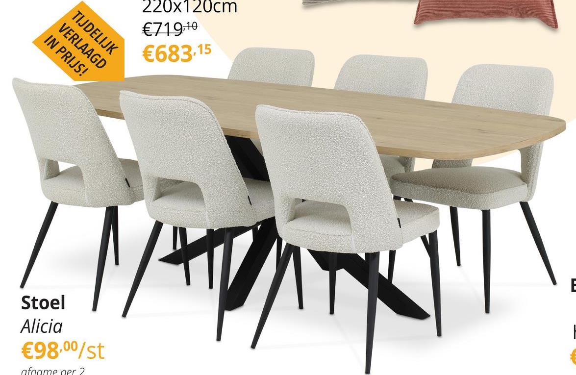 Eettafel AMATO 220x120 Deens Ovaal Breng stijl en functionaliteit samen in je eetkamer met de Amato eettafel. Deze eettafel heeft een elegant ovaal blad van 220x120 cm, dat voldoende ruimte biedt voor gezellige diners met familie en vrienden. Het opvallende ontwerp van de spinpoot zorgt niet alleen voor een stabiele basis, maar voegt ook een modern en artistiek element toe aan je interieur. Of je nu een intieme maaltijd hebt of een groot feest organiseert, de Amato eettafel past perfect bij elke gelegenheid. Geniet van onvergetelijke momenten rondom de Amato eettafel, waar stijl en gezelligheid hand in hand gaan.