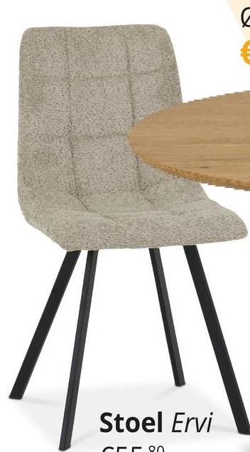 Stoel ERVI Bouclé Caffe Latte Ontdek de elegantie en comfort van stoel ERVI. Met een
breedte van 55 cm, een hoogte van 89 cm en een zithoogte van 50 cm is deze
stoel perfect ontworpen voor stijlvolle zitervaringen. De caffe latte bouclé
stof en de zwarte metalen poten voegen een moderne touch toe aan elke ruimte. 

Of het nu in een klassiek of eigentijds interieur is, ERVI
past perfect en biedt ultiem zitcomfort. Laat deze stoel je ruimte
transformeren met zijn tijdloze charme en verfijnde uitstraling.