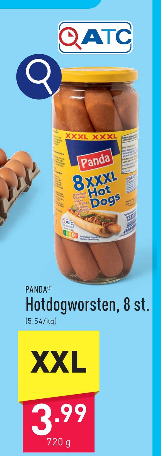 Hotdogworsten, 8 st. 1030 g, uitlekgewicht: 720 g