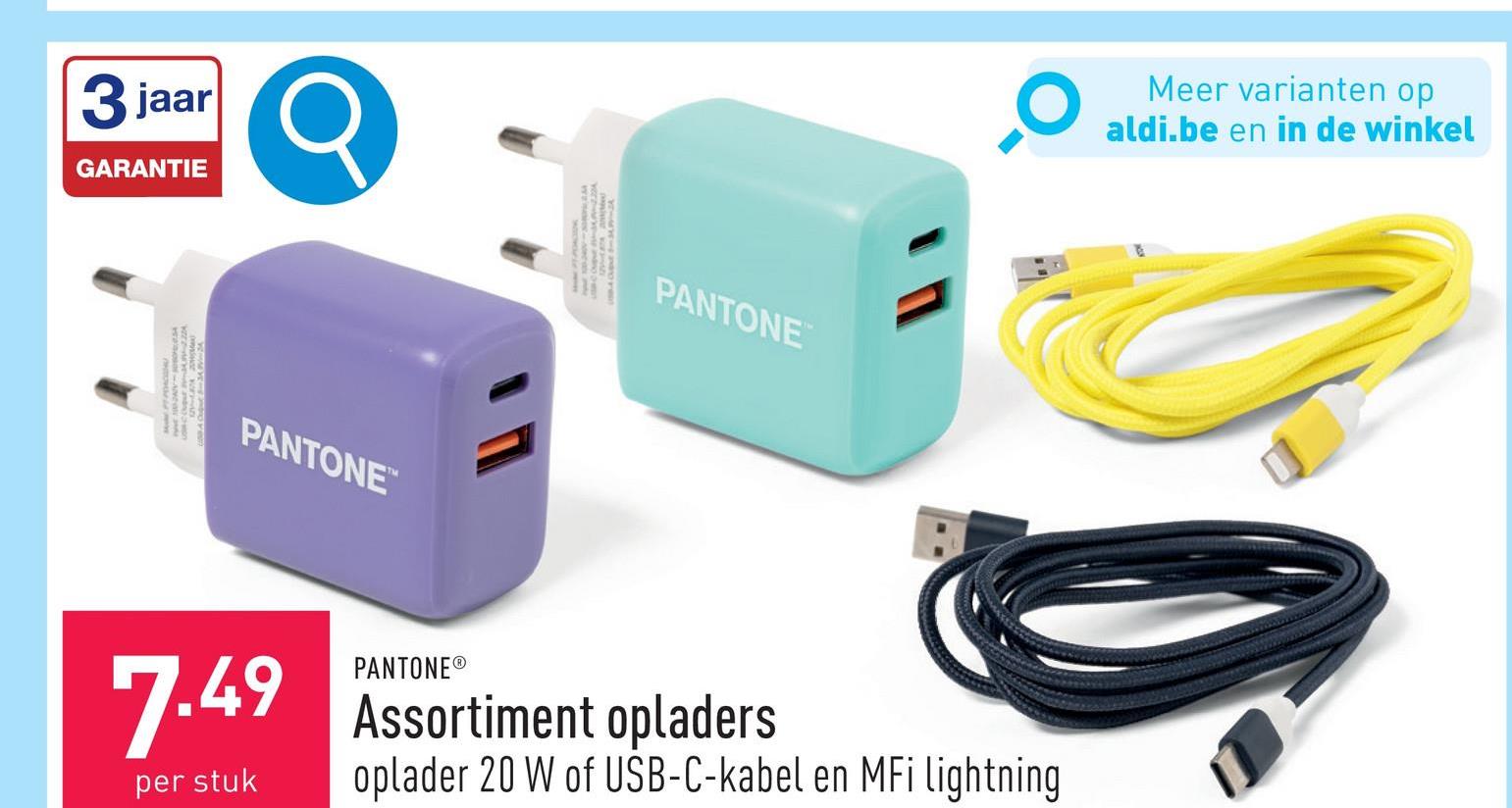 Assortiment opladers keuze uit oplader 20 W en USB-C-kabel en MFi lightning