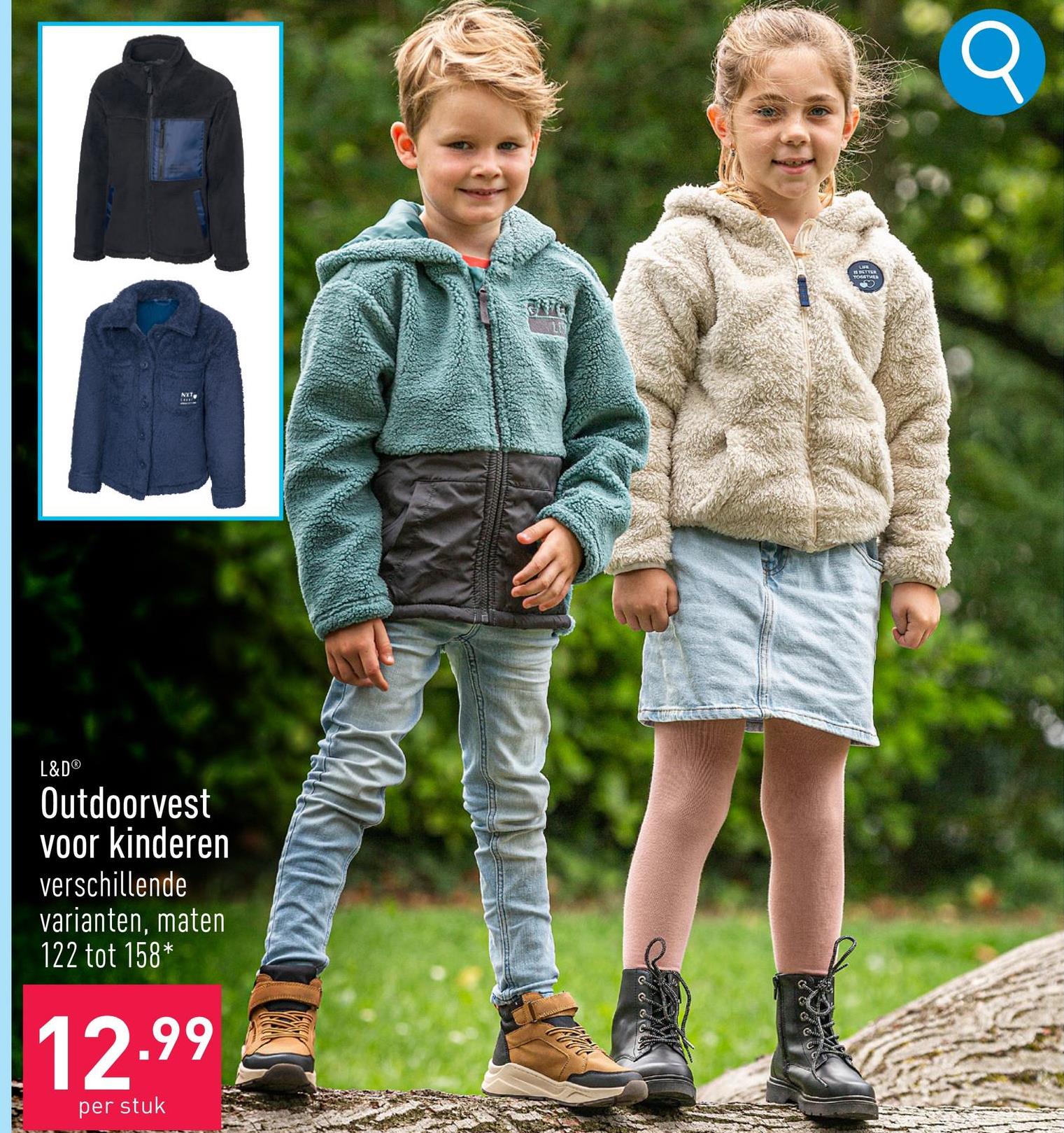 Outdoorvest voor kinderen bovenstof en voering: polyester (gerecycleerd), loose fit, keuze uit verschillende varianten, maten 122 tot 158*, OEKO-TEX®-gecertificeerd