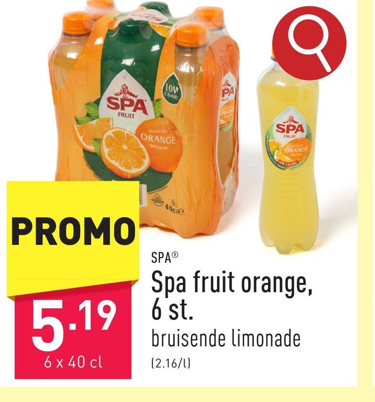 Spa fruit orange, 6 st. natuurlijke sinaasappellimonade, bruisend, laag in calorieën, bevat geen kunstmatige kleurstoffen en bewaarmiddelen