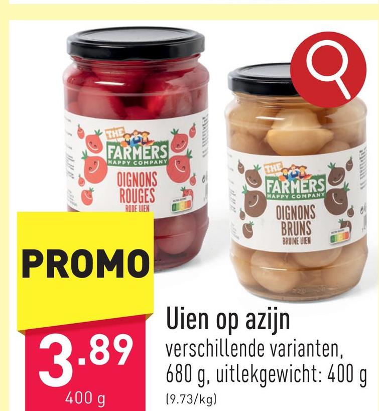 Uien op azijn keuze uit verschillende varianten, 680 g, uitlekgewicht: 400 g