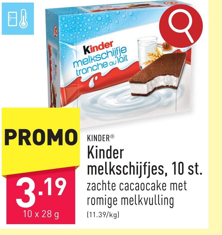 Kinder melkschijfjes, 10 st. zachte cacaocake met romige melkvulling