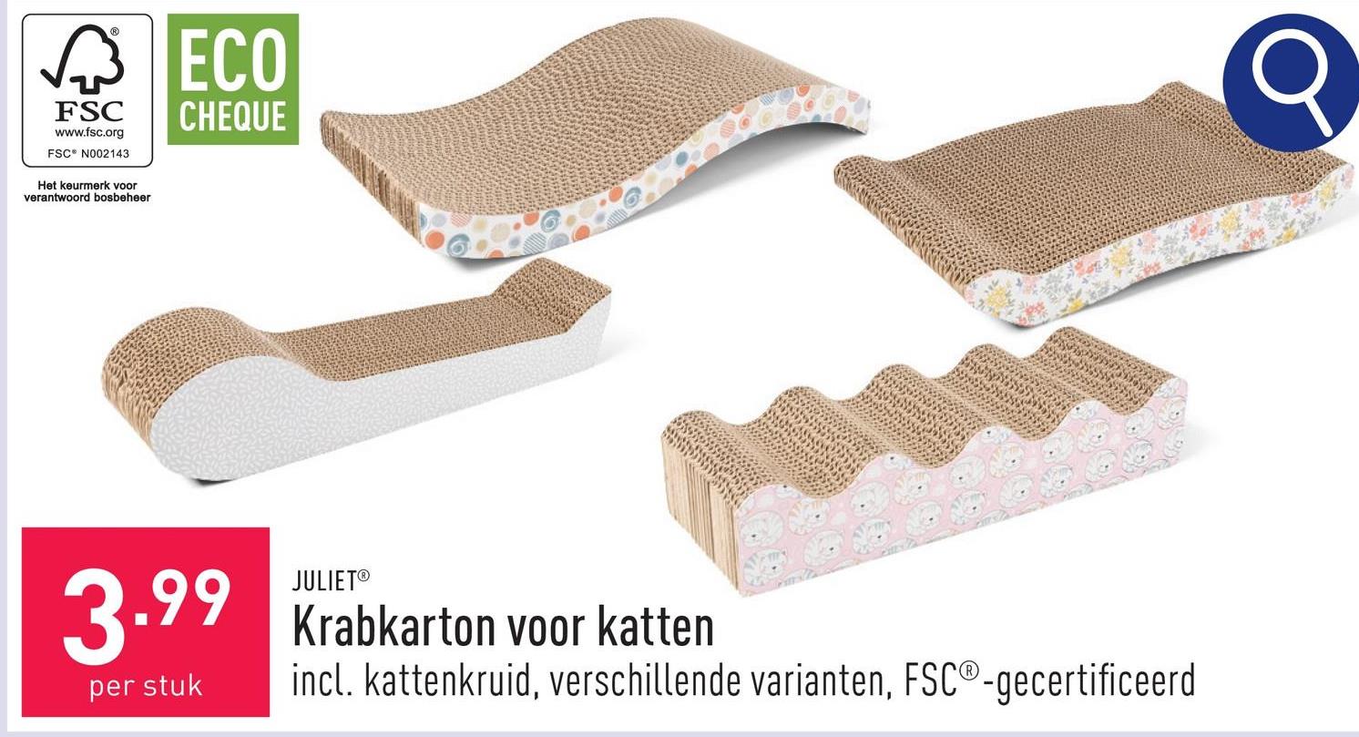 Krabkarton voor katten incl. kattenkruid, keuze uit verschillende varianten, FSC®-gecertificeerd