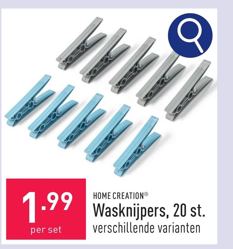 Wasknijpers, 20 st. kunststof en roestvrij staal (veer), keuze uit verschillende varianten