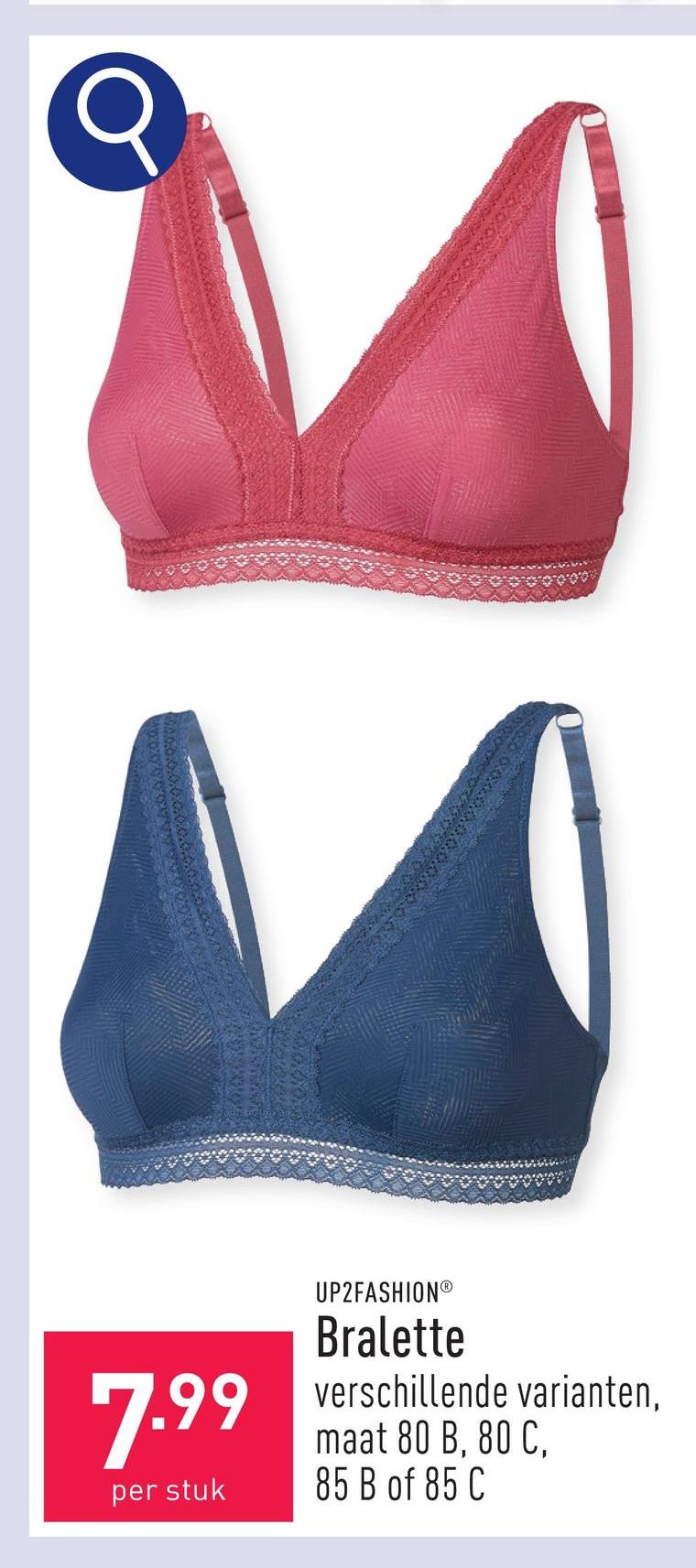 Bralette polyamide/elastaan, keuze uit verschillende varianten, maat 80 B, 80 C, 85 B of 85 C, OEKO-TEX®-gecertificeerd