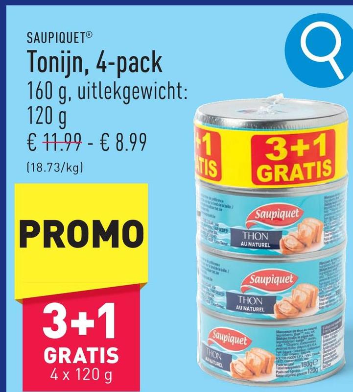 Tonijn, 4-pack 160 g, uitlekgewicht: 120 g