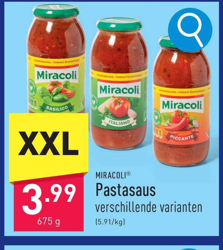 Pastasaus keuze uit basilico, italiano en piccante