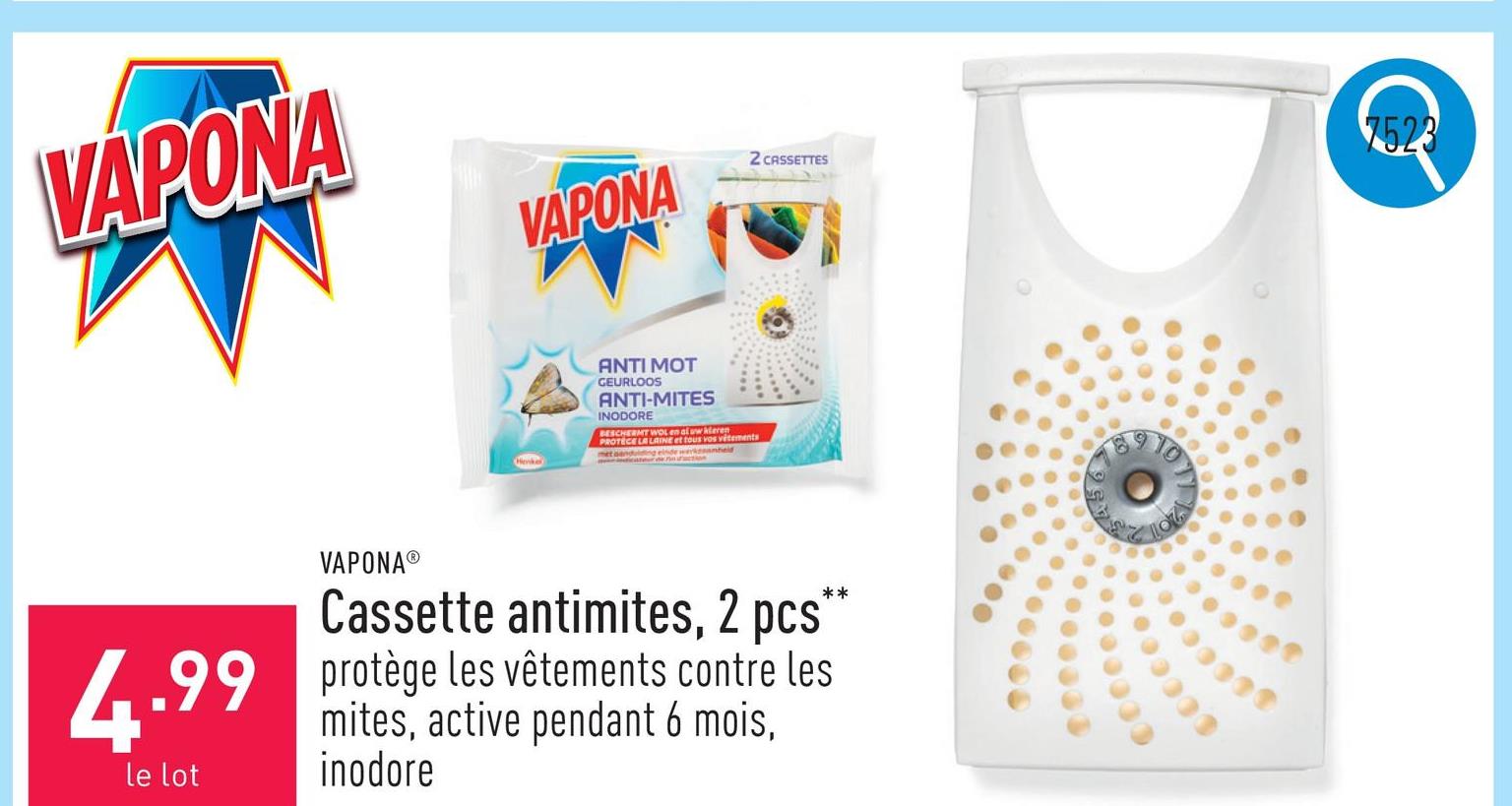 Cassette antimites, 2 pcs protège les vêtements contre les mites, active pendant 6 mois, inodore