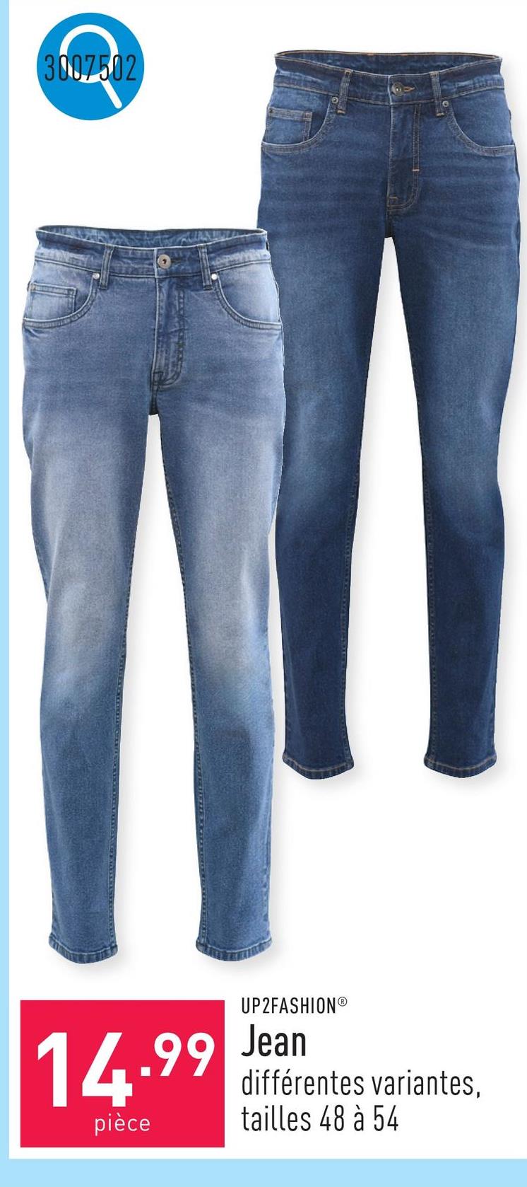 Jean coton/élasthanne (Lycra®), tapered fit, choix entre différentes variantes, tailles 48 à 54, certifié OEKO-TEX®