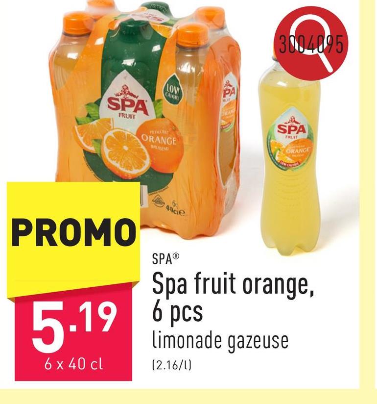 Spa fruit orange, 6 pcs limonade naturelle à l’orange, gazeuse, faible en calories, ne contient ni colorants artificiels, ni conservateurs