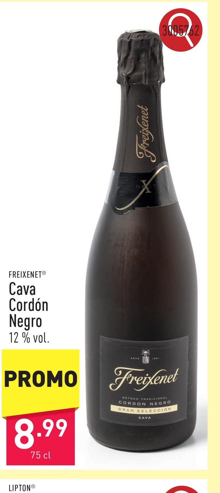 Cava Cordón Negro cava rafraîchissant, bouquet de fruits méditerranéens, de pommes vertes et de poires, 12 % vol.