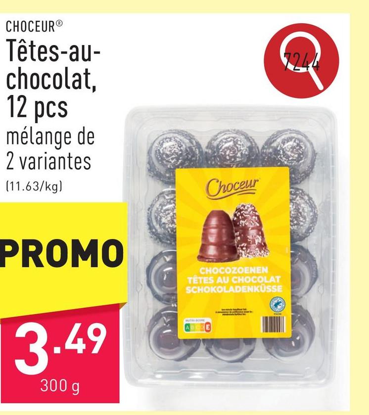 Têtes-au-chocolat, 12 pcs mélange de 2 variantes