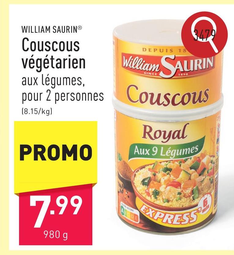 Couscous végétarien aux légumes, pour 2 personnes