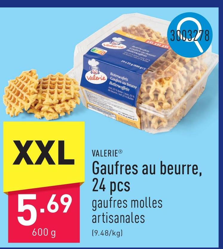 Gaufres au beurre, 24 pcs gaufres molles artisanales