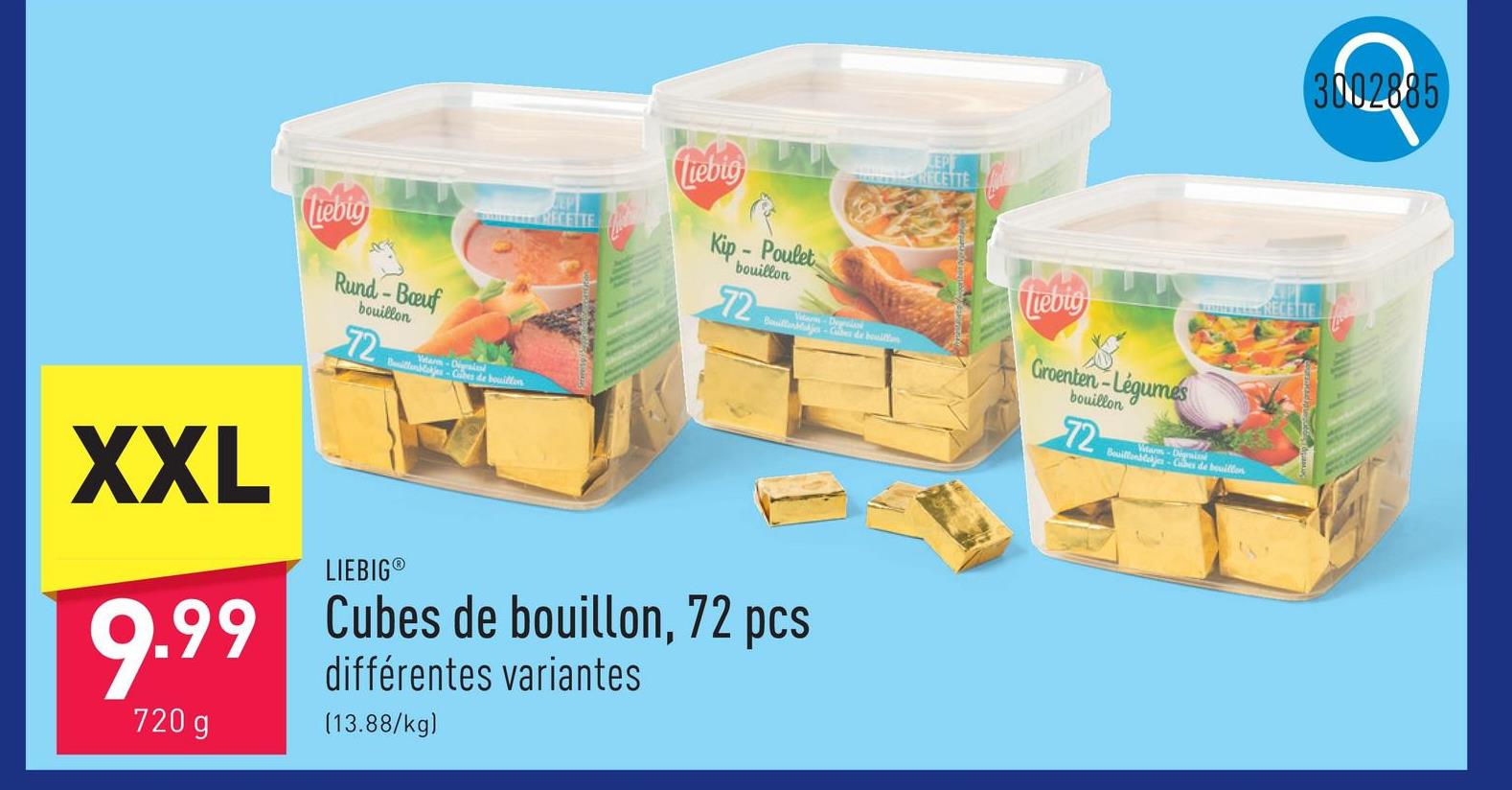 Cubes de bouillon, 72 pcs choix entre poulet, bœuf et légumes