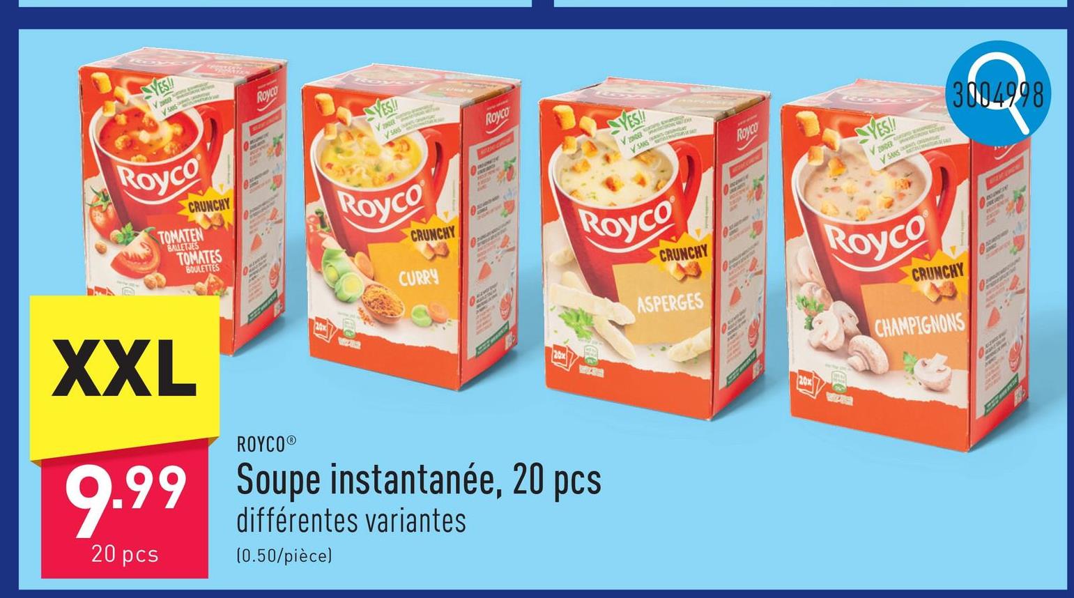 Soupe instantanée, 20 pcs choix entre différentes variantes, 20 sachets par boîte