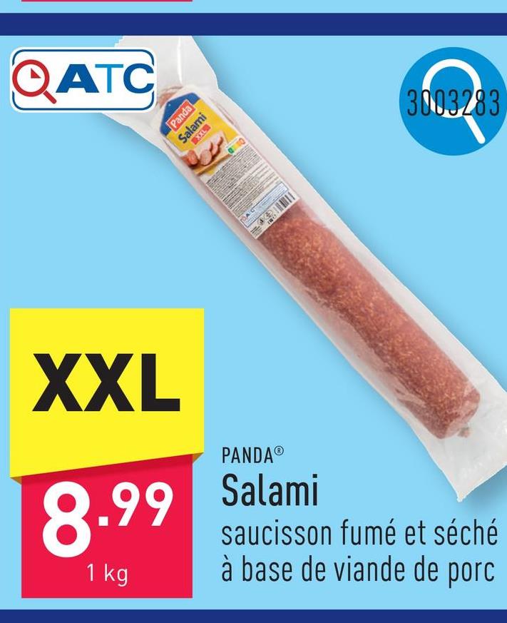 Salami saucisson fumé et séché à base de viande de porc