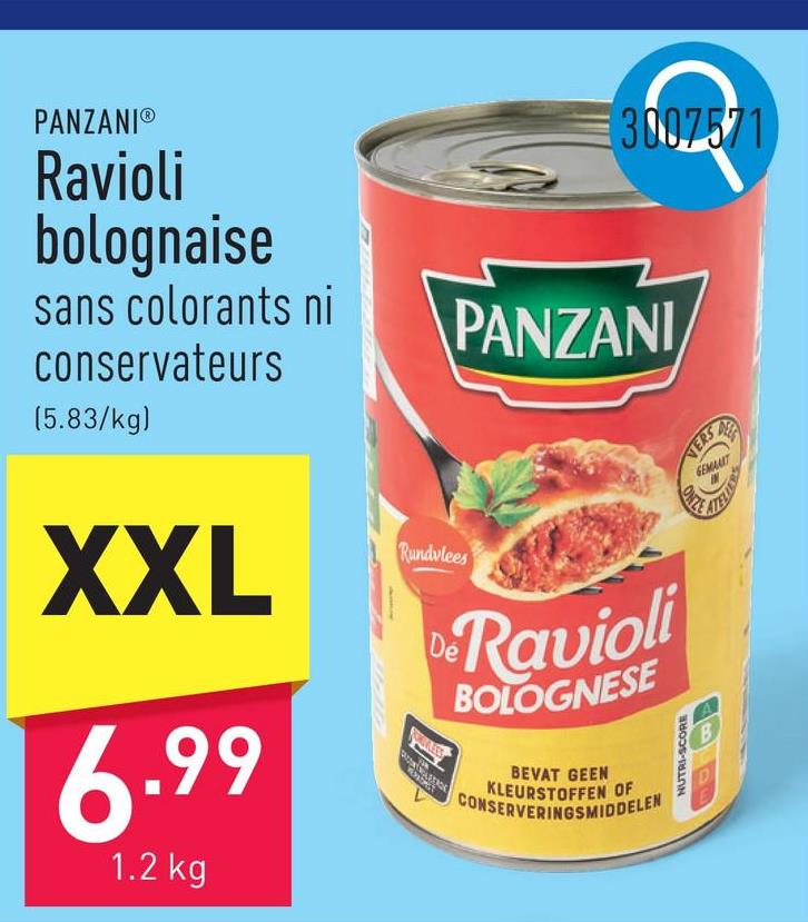 Ravioli bolognaise sans colorants ni conservateurs