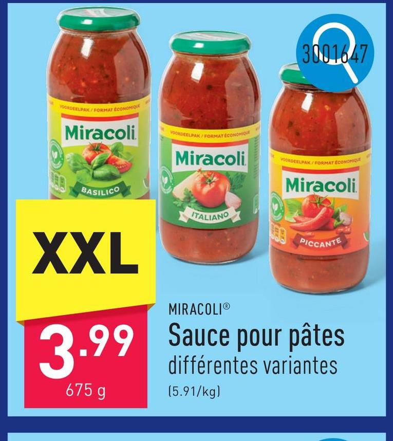 Sauce pour pâtes choix entre basilico, italiano et piccante