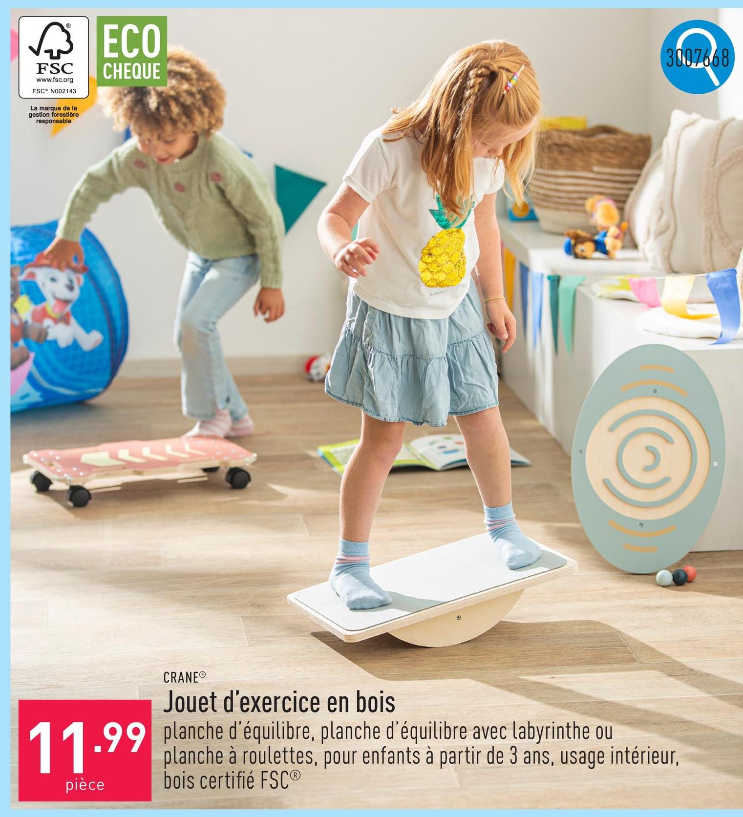 Jouet d’exercice en bois choix entre planche d’équilibre, planche d’équilibre avec labyrinthe et planche à roulettes, convient aux enfants à partir de 3 ans, usage intérieur, bois certifié FSC®