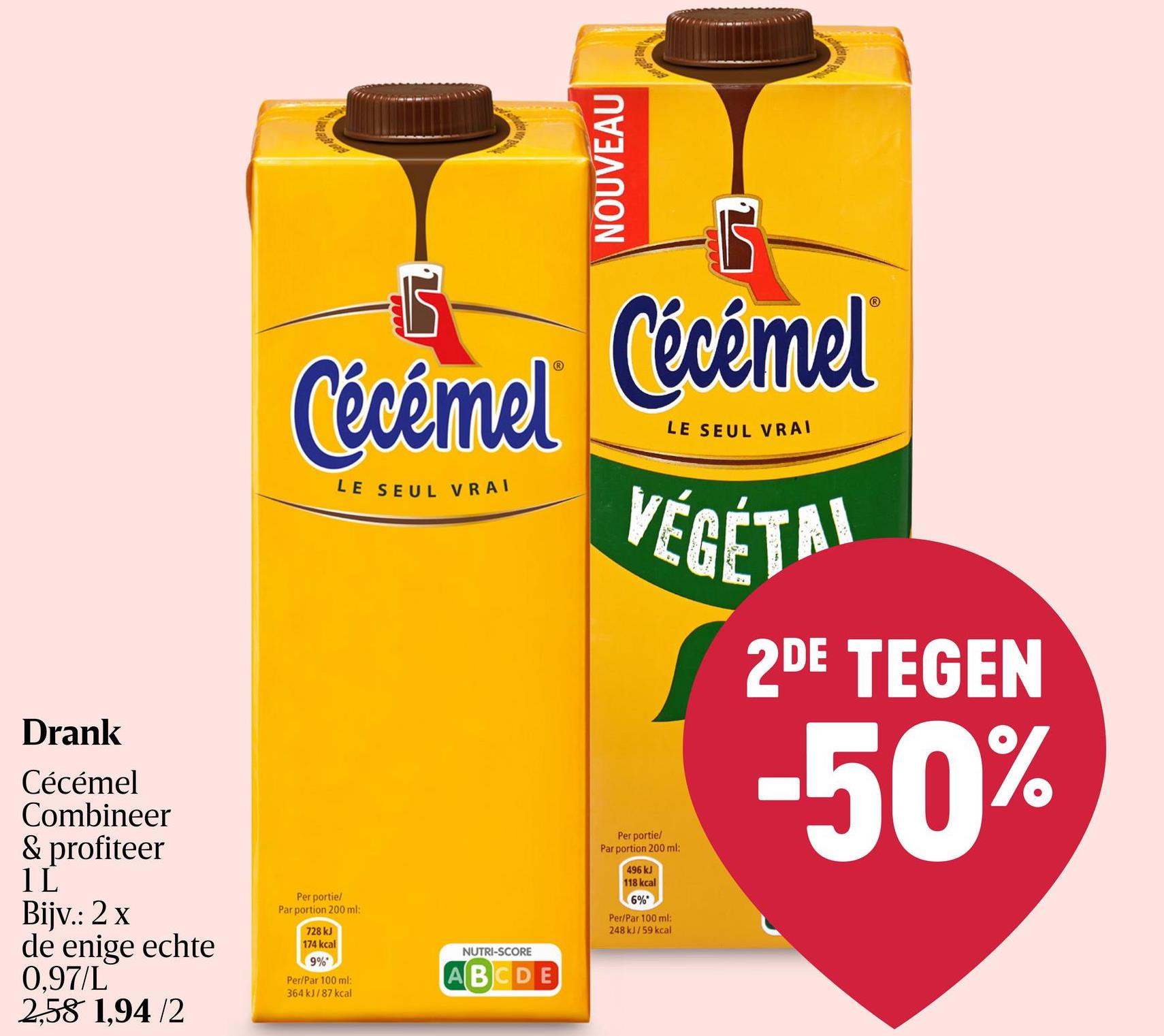 Chocolademelk | Less Sugar | Tetra gezondheidsbewuste consumenten en diabetici. en 40% minder vet dan Cécémel De Enige Echte.Verbreding doelgroep naar Chocolademelk, met de unieke Cécémel smaak, zonder toegevoegde suikers