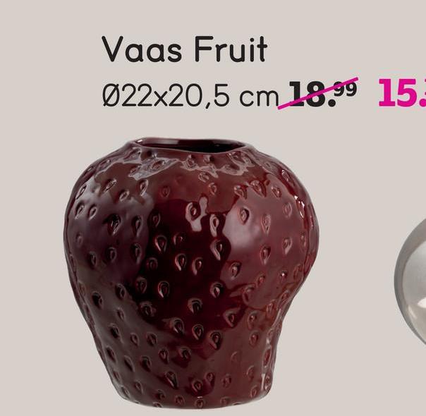 Vaas Fruit - rood - keramiek - 22x20,5x22 cm