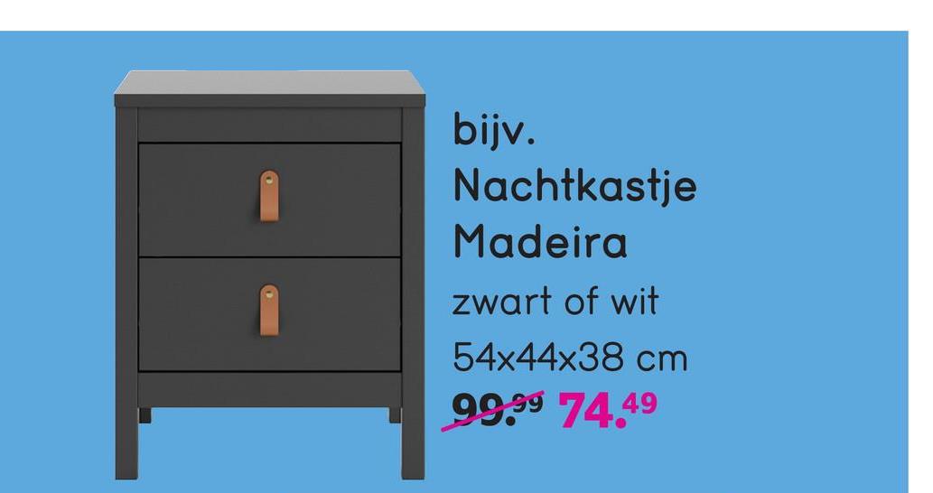 Nachtkastje Madeira - 2 lades - zwart