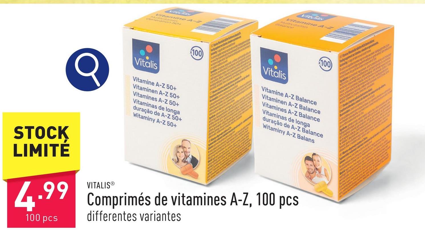 Comprimés de vitamines A-Z, 100 pcs choix entre différentes variantes