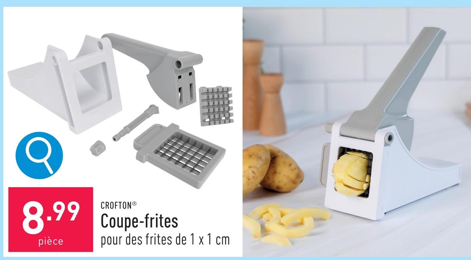 Coupe-frites 25,5 x 12 x 12 cm, pour des frites de 1 x 1 cm, peut aussi couper des concombres, des oignons, etc.