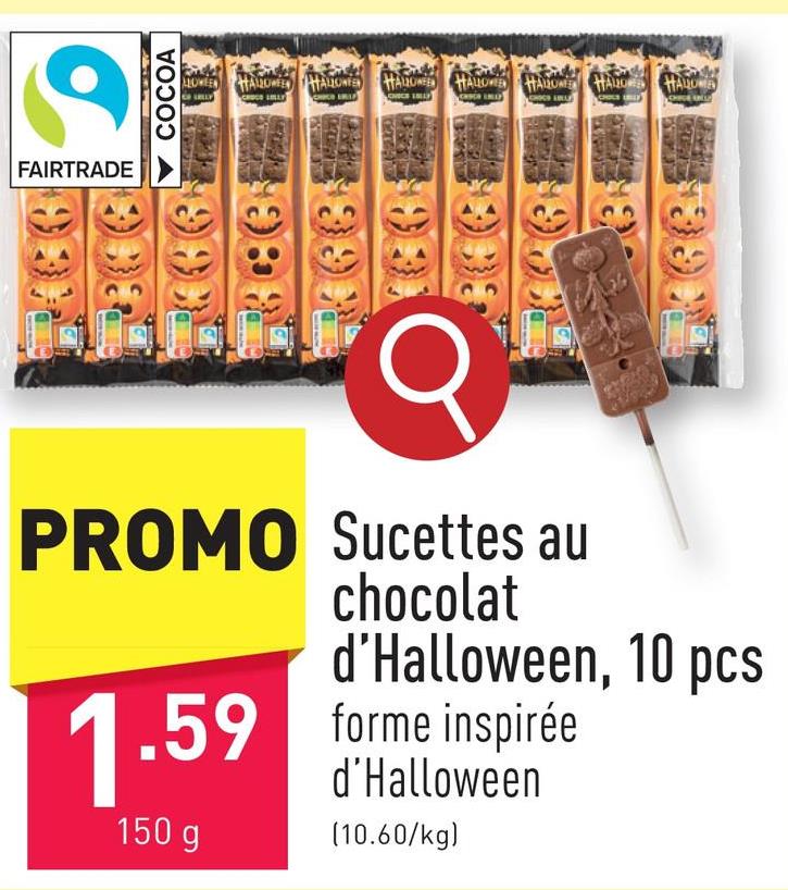 Sucettes au chocolat d’Halloween, 10 pcs forme inspirée d’Halloween