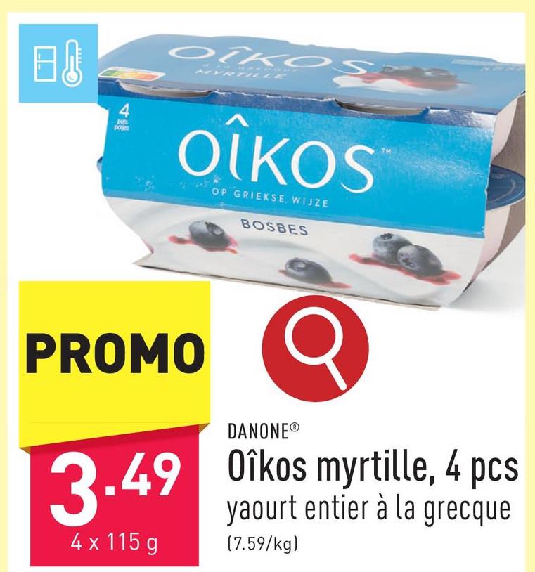 Oîkos myrtille, 4 pcs yaourt entier à la grecque