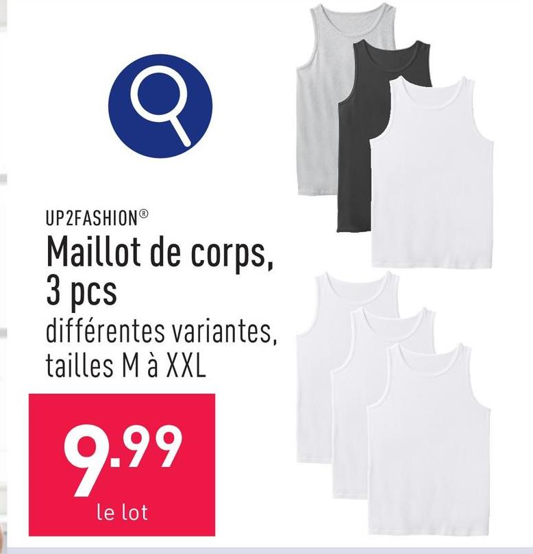 Maillot de corps, 3 pcs coton/élasthanne (Lycra®) ou coton/viscose/élasthanne (Lycra®), choix entre différentes variantes, tailles M à XXL, certifié OEKO-TEX®