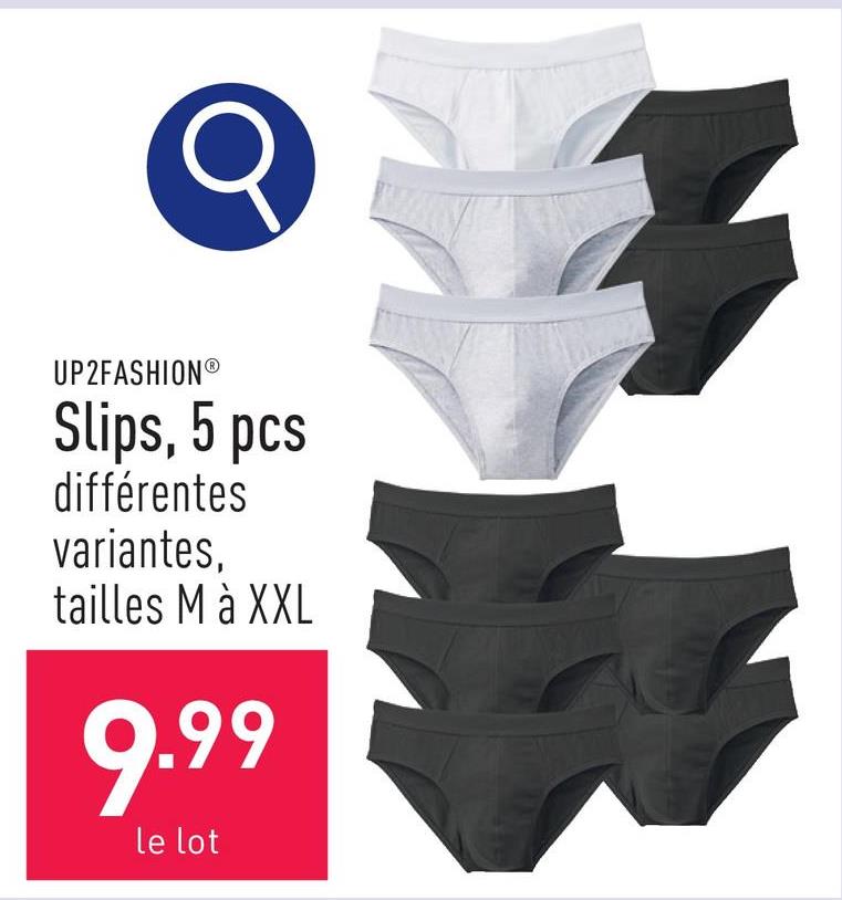 Slips, 5 pcs coton/élasthanne (Lycra®) ou coton/viscose/élasthanne (Lycra®), regular fit, choix entre différentes variantes, tailles M à XXL