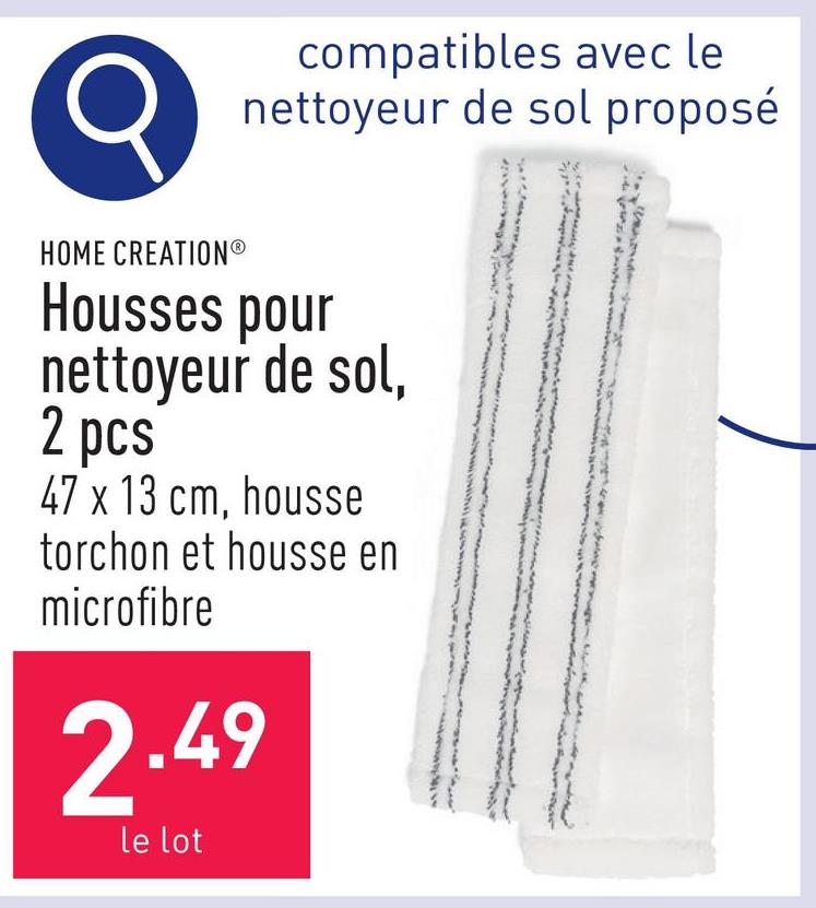 Housses pour nettoyeur de sol, 2 pcs 47 x 13 cm, housse torchon et housse en microfibre